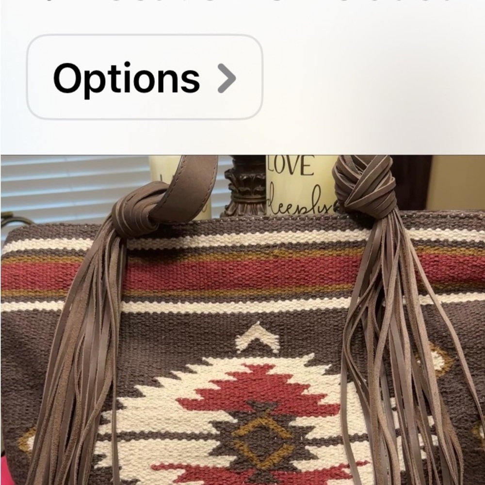 Idyllwind Brown and Red Patterned Shoulder Bag LARGE